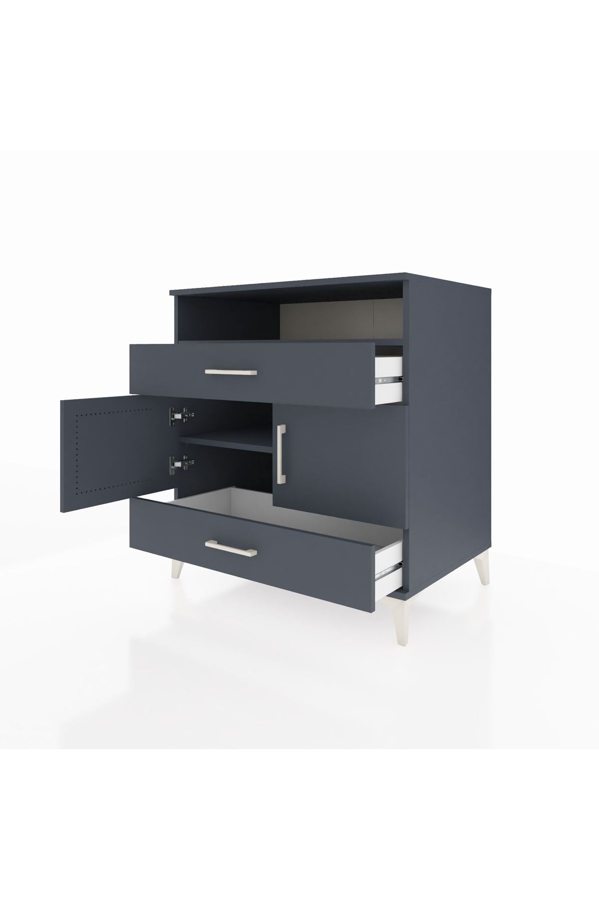 Kronos Şifonyer 2 Raflı 2 Çekmeceli 2 Kapaklı 88x59x96 Antrasit-Antrasit