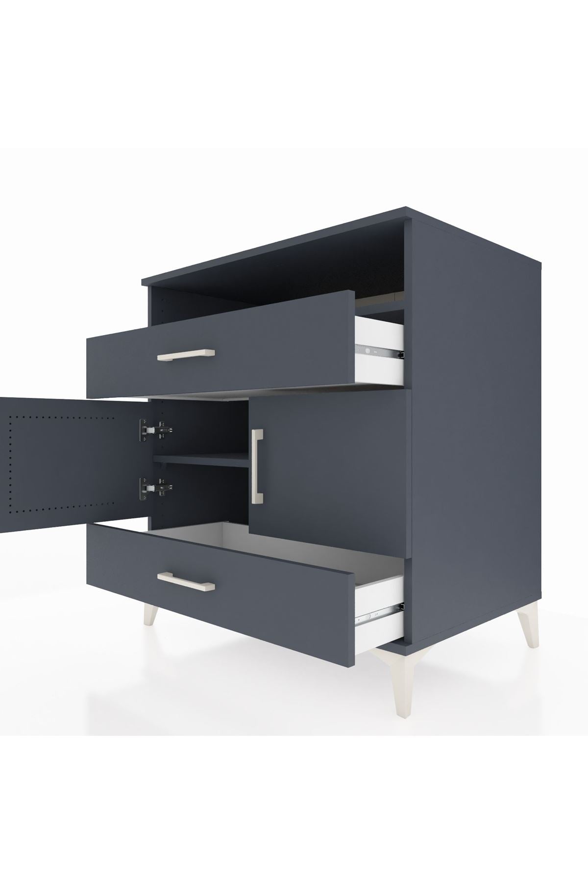 Kronos Şifonyer 2 Raflı 2 Çekmeceli 2 Kapaklı 88x59x96 Antrasit-Antrasit