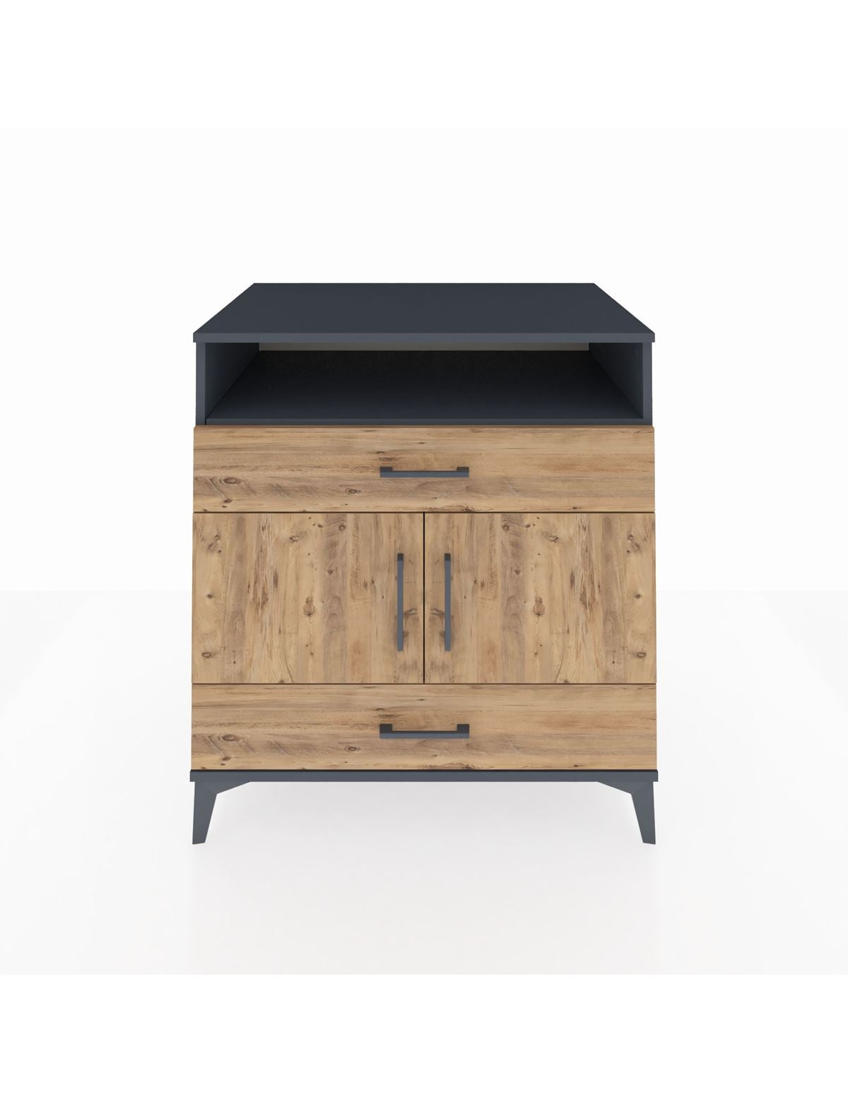 Kronos Şifonyer 2 Raflı 2 Çekmeceli 2 Kapaklı 88x59x96 Antrasit-Çam