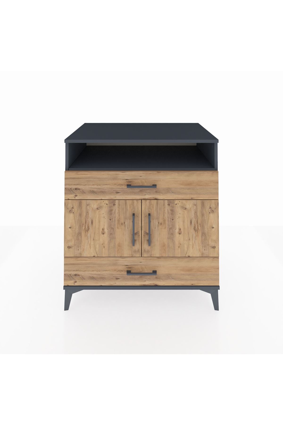 Kronos Şifonyer 2 Raflı 2 Çekmeceli 2 Kapaklı 88x59x96 Antrasit-Çam