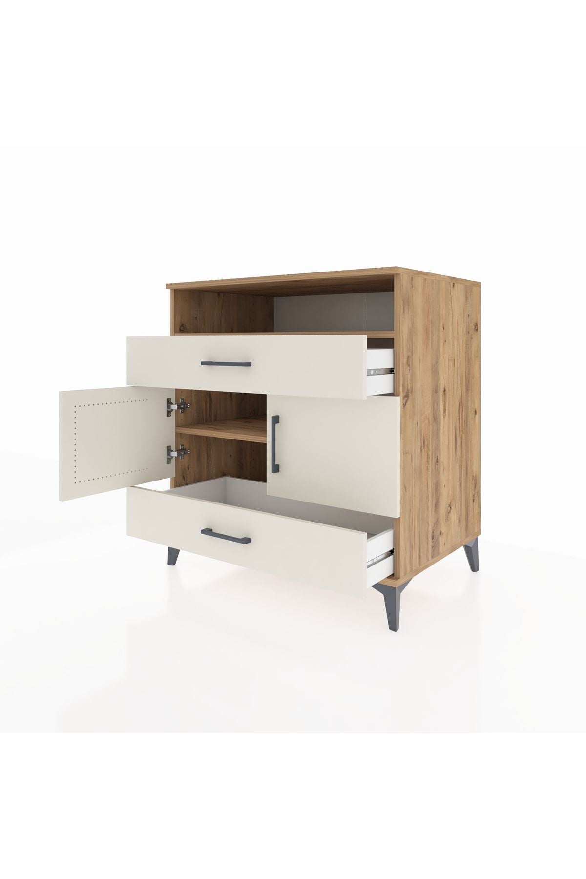 Kronos Şifonyer 2 Raflı 2 Çekmeceli 2 Kapaklı 88x59x96 Çam-Aytaşı