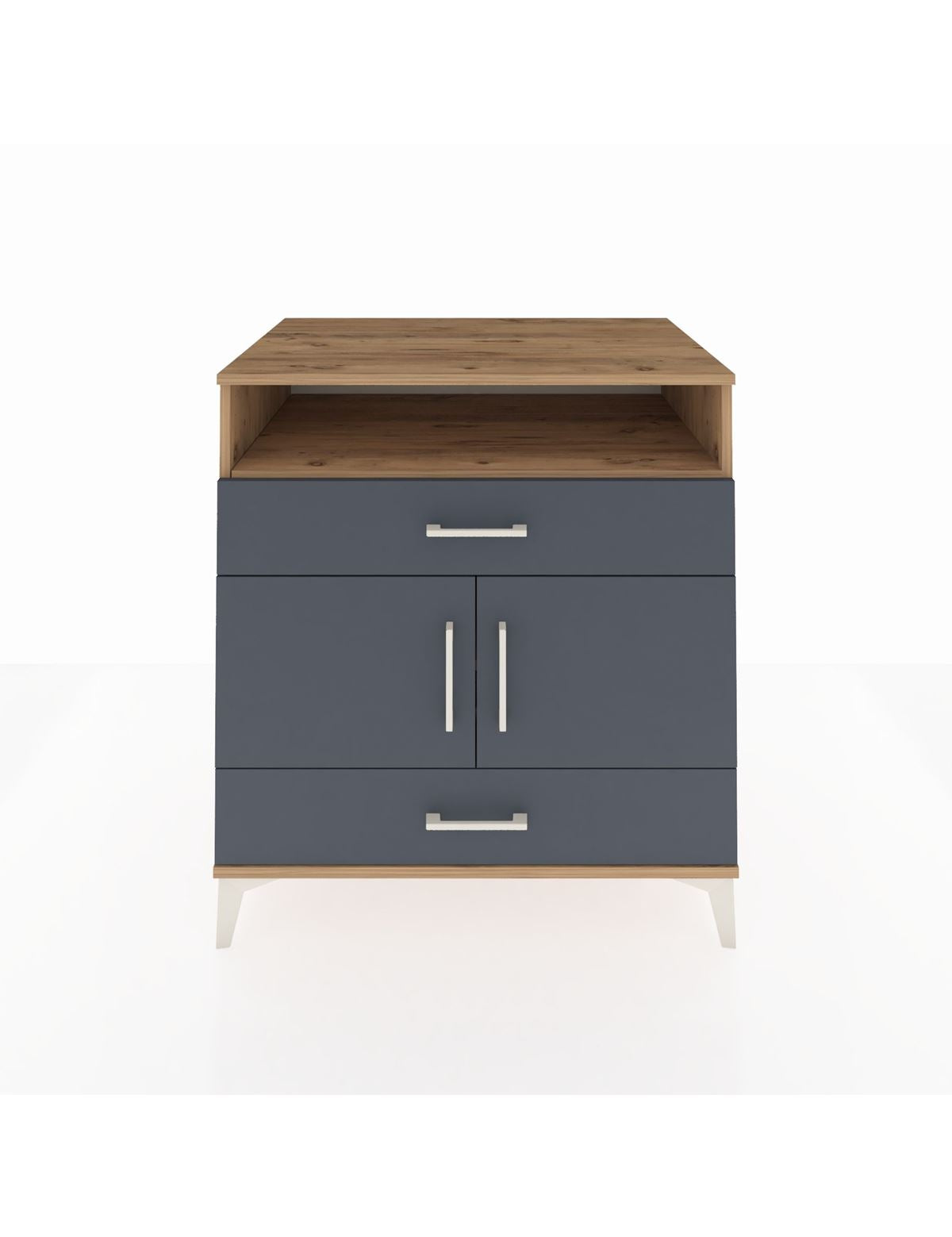 Kronos Şifonyer 2 Raflı 2 Çekmeceli 2 Kapaklı 88x59x96 Çam-Antrasit