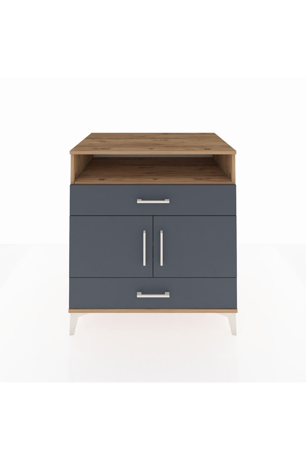 Kronos Şifonyer 2 Raflı 2 Çekmeceli 2 Kapaklı 88x59x96 Çam-Antrasit