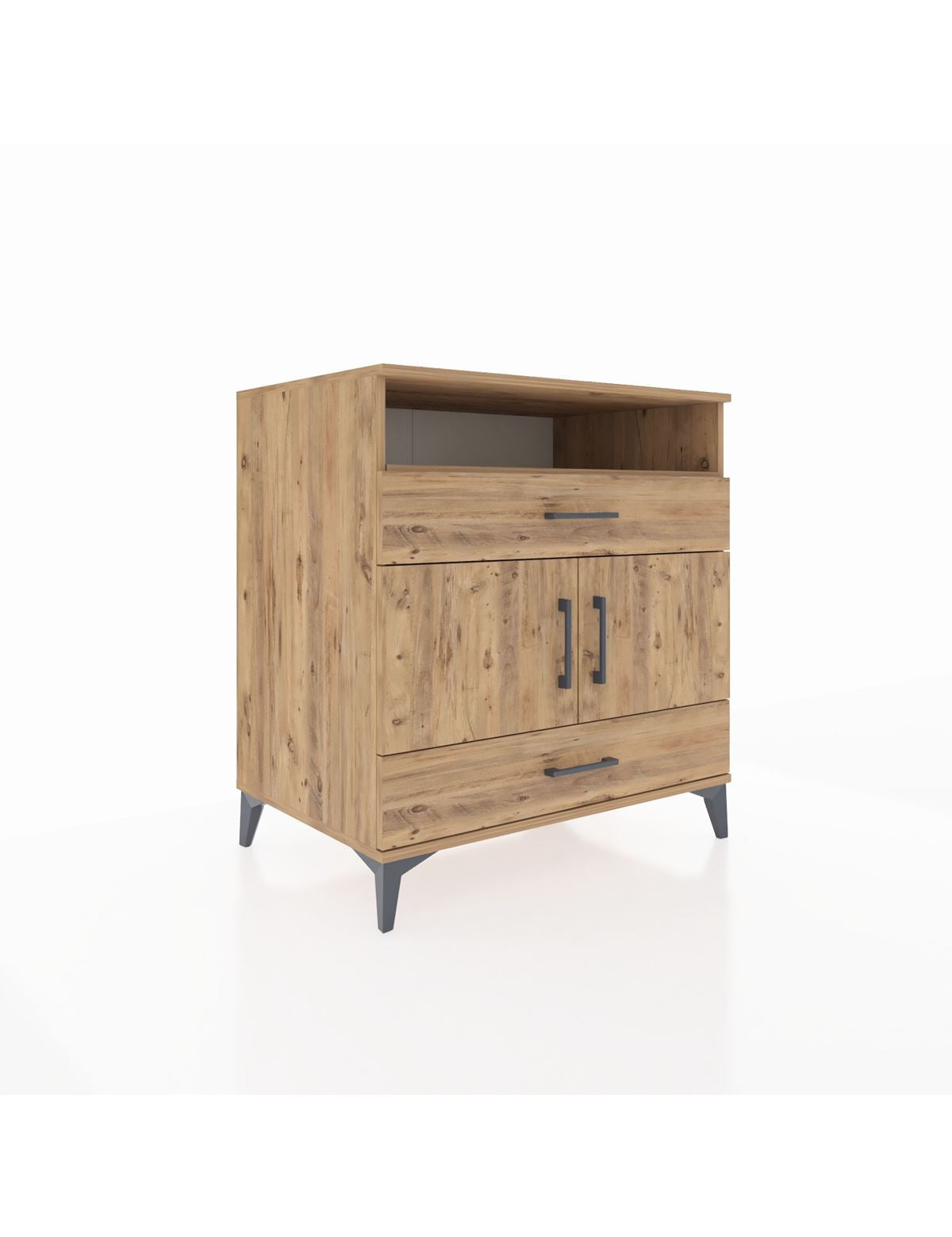 Kronos Şifonyer 2 Raflı 2 Çekmeceli 2 Kapaklı 88x59x96 Çam-Çam