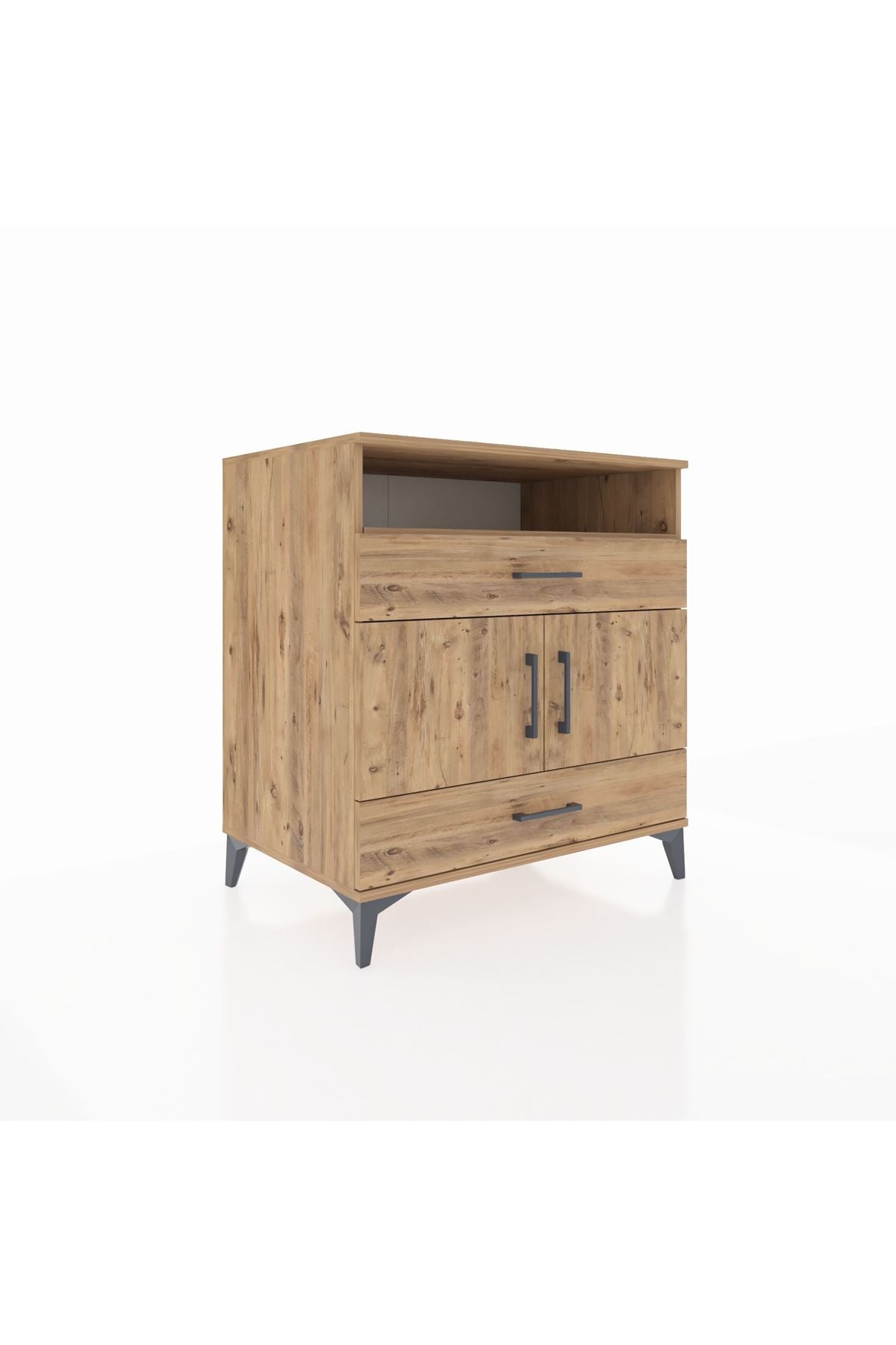 Kronos Şifonyer 2 Raflı 2 Çekmeceli 2 Kapaklı 88x59x96 Çam-Çam