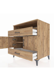 Kronos Şifonyer 2 Raflı 2 Çekmeceli 2 Kapaklı 88x59x96 Çam-Çam