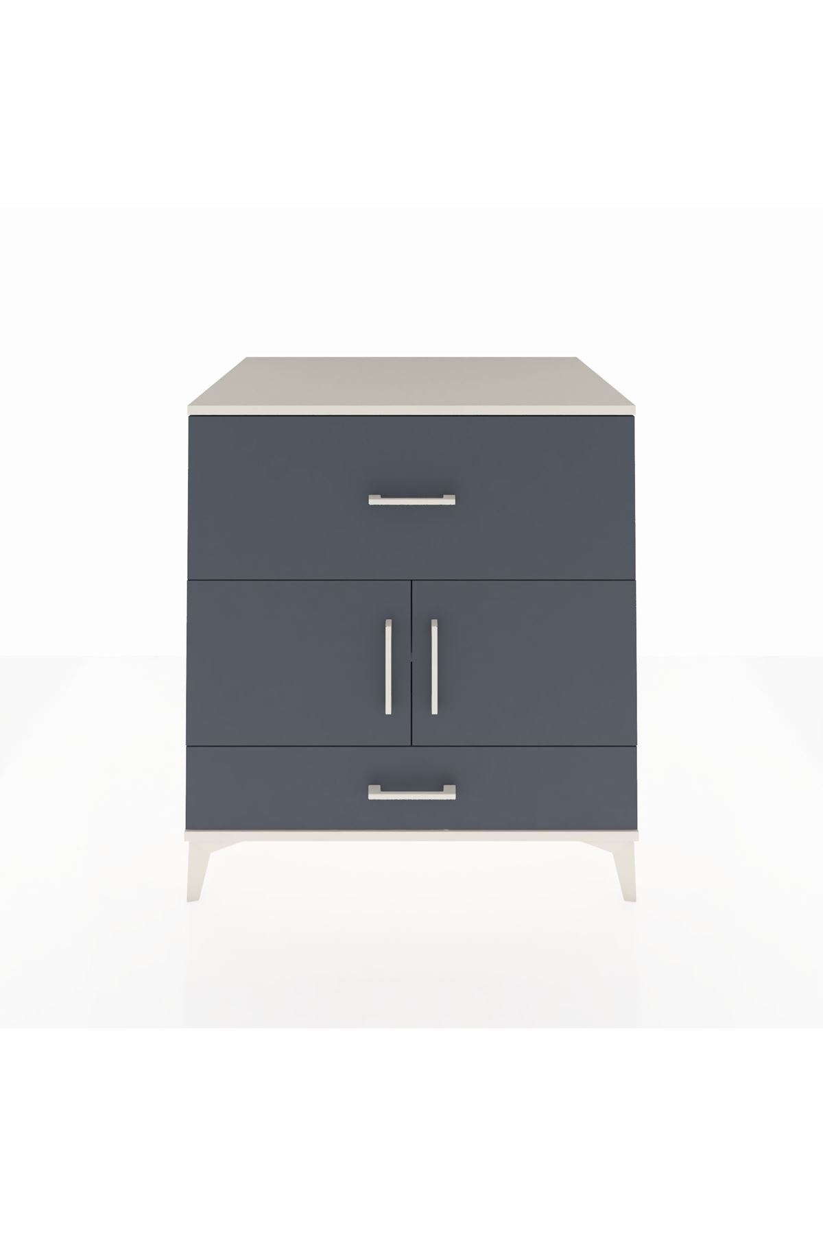 Kronos Şifonyer Tek Raflı 2 Çekmeceli 2 Kapaklı 88x59x96 Aytaşı-Antrasit