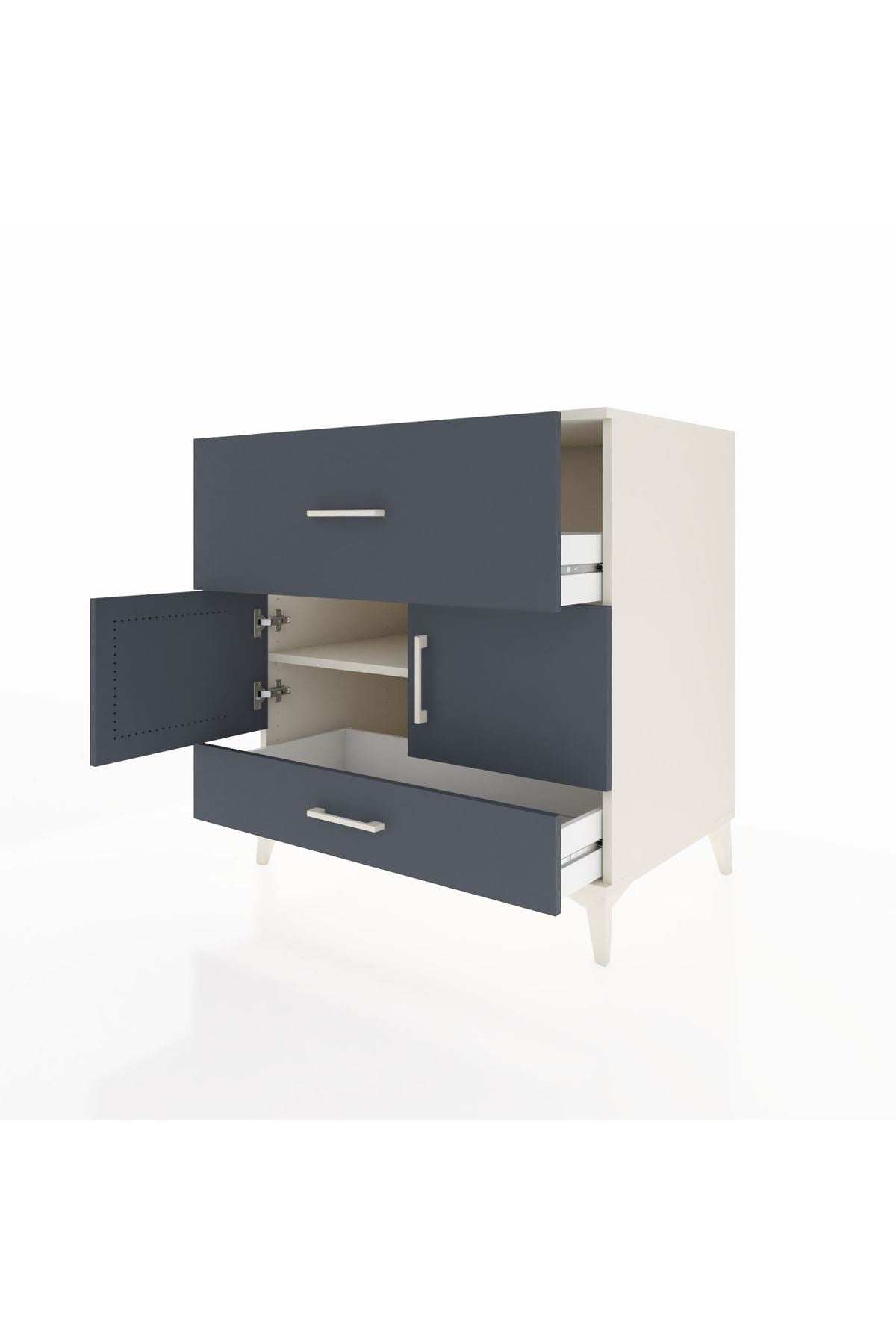 Kronos Şifonyer Tek Raflı 2 Çekmeceli 2 Kapaklı 88x59x96 Aytaşı-Antrasit