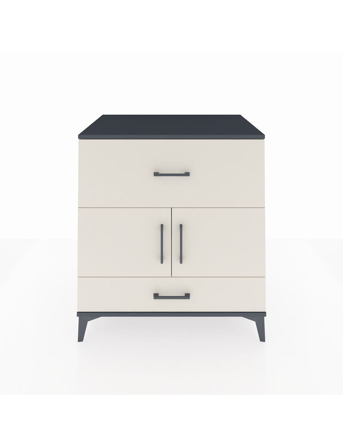 Kronos Şifonyer Tek Raflı 2 Çekmeceli 2 Kapaklı 88x59x96 Antrasit-Aytaşı