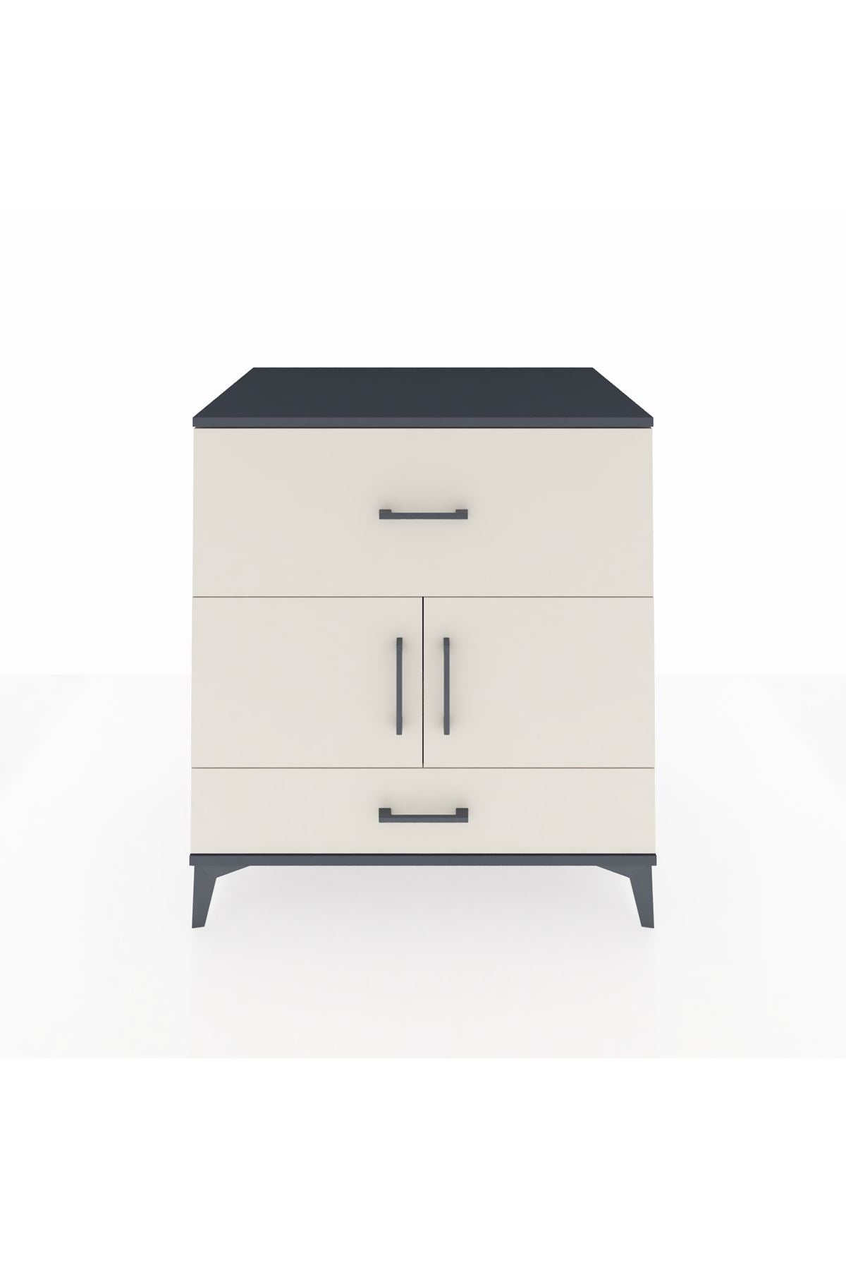 Kronos Şifonyer Tek Raflı 2 Çekmeceli 2 Kapaklı 88x59x96 Antrasit-Aytaşı