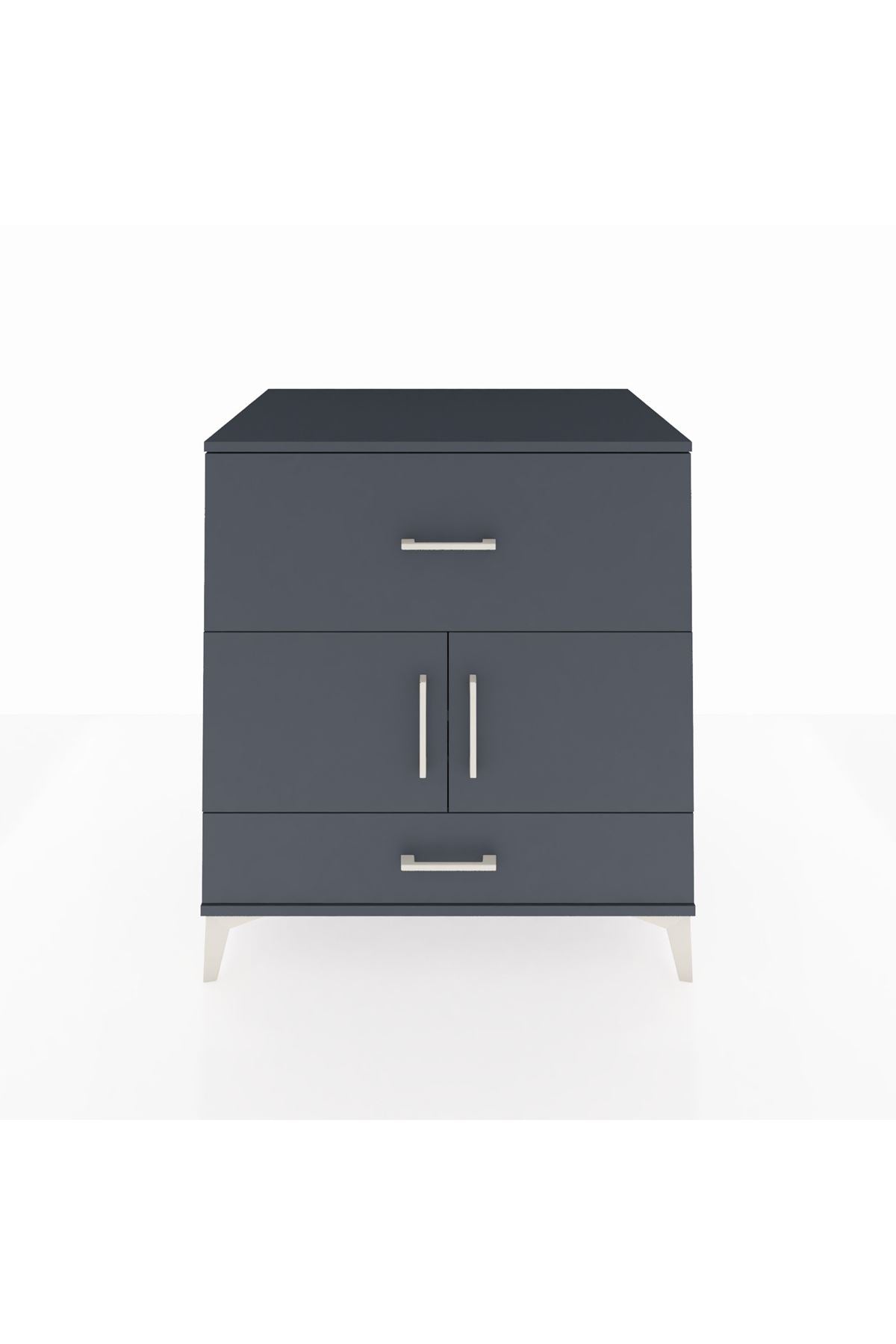 Kronos Şifonyer Tek Raflı 2 Çekmeceli 2 Kapaklı 88x59x96 Antrasit-Antrasit