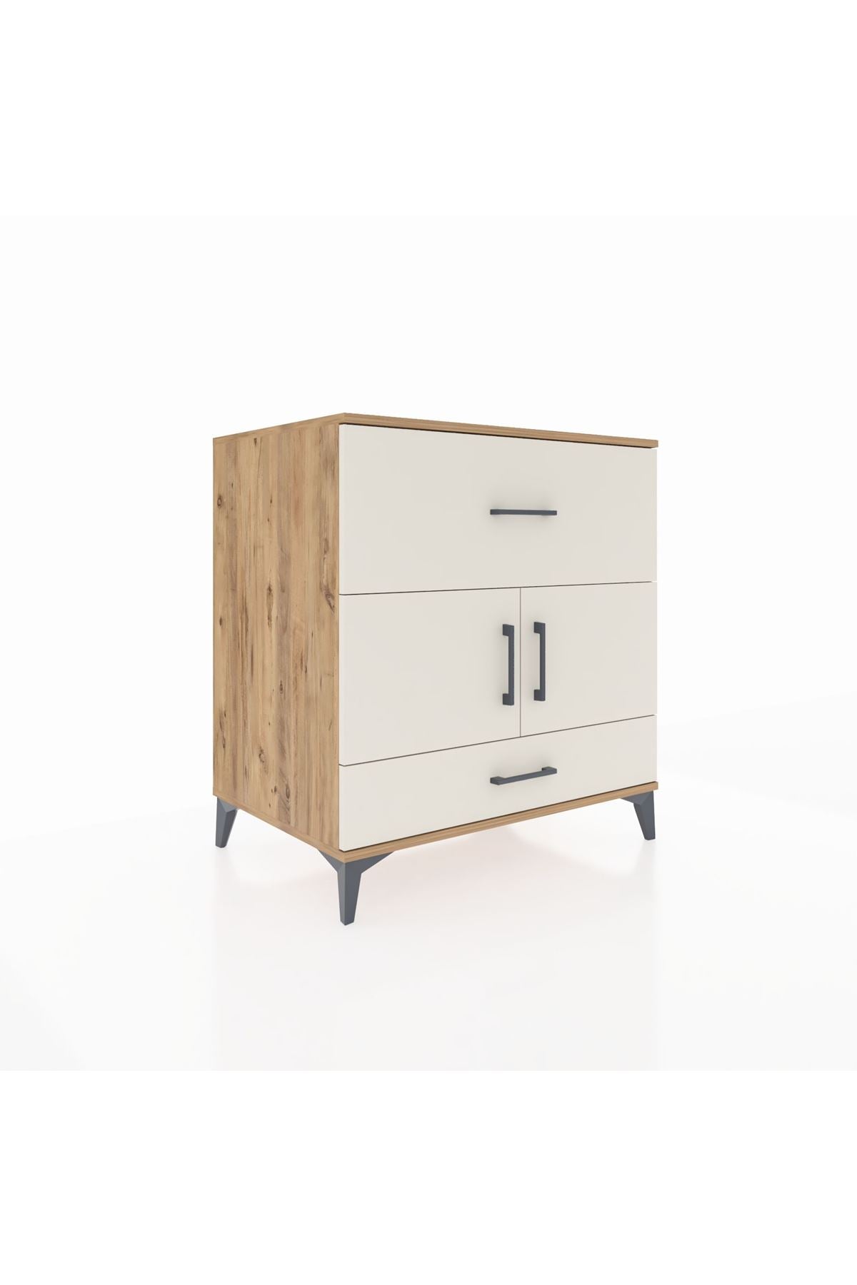 Kronos Şifonyer Tek Raflı 2 Çekmeceli 2 Kapaklı 88x59x96 Çam-Aytaşı