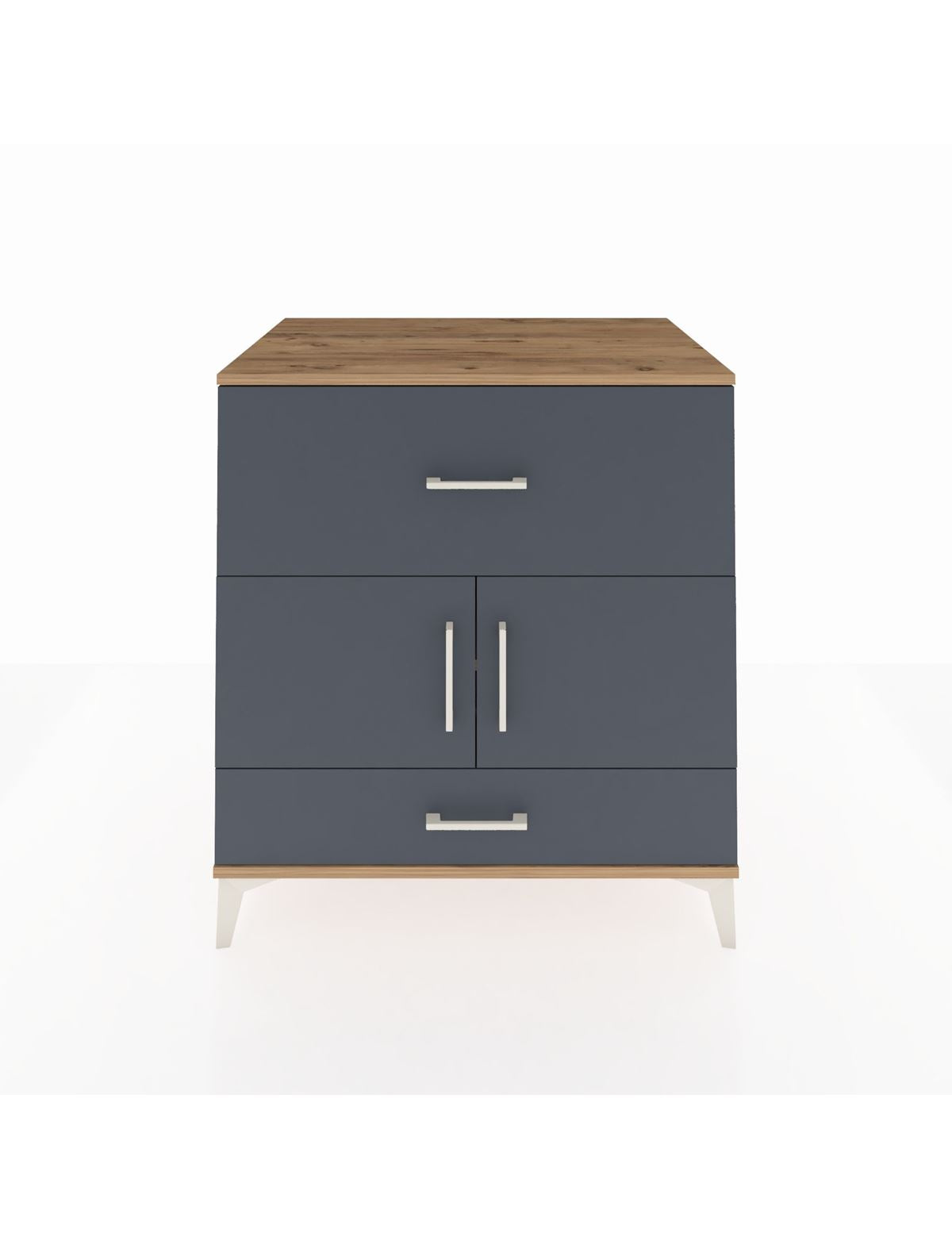 Kronos Şifonyer Tek Raflı 2 Çekmeceli 2 Kapaklı 88x59x96 Çam-Antrasit