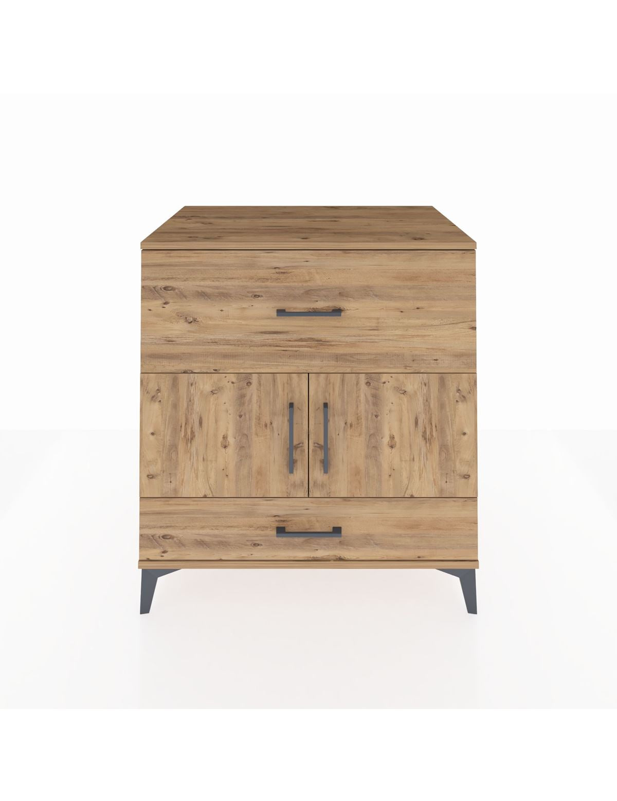 Kronos Şifonyer Tek Raflı 2 Çekmeceli 2 Kapaklı 88x59x96 Çam-Çam