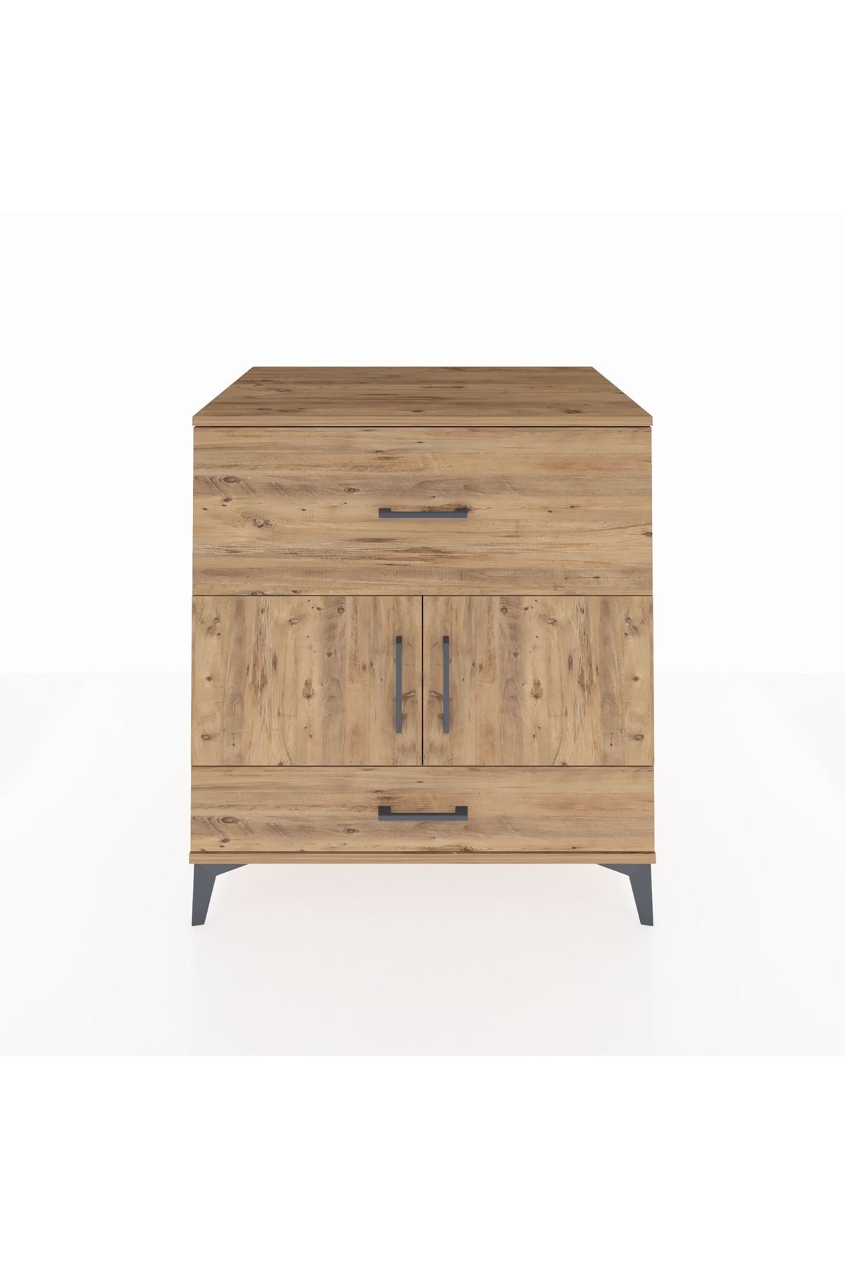 Kronos Şifonyer Tek Raflı 2 Çekmeceli 2 Kapaklı 88x59x96 Çam-Çam