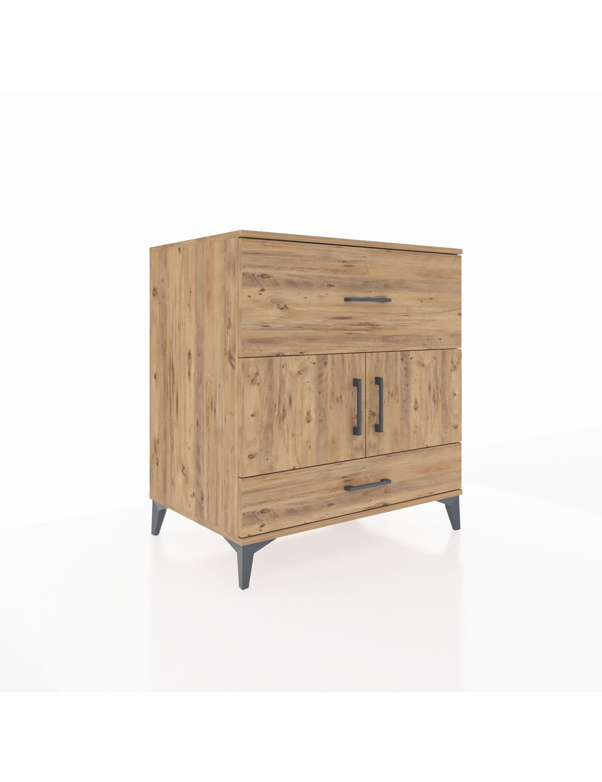 Kronos Şifonyer Tek Raflı 2 Çekmeceli 2 Kapaklı 88x59x96 Çam-Çam