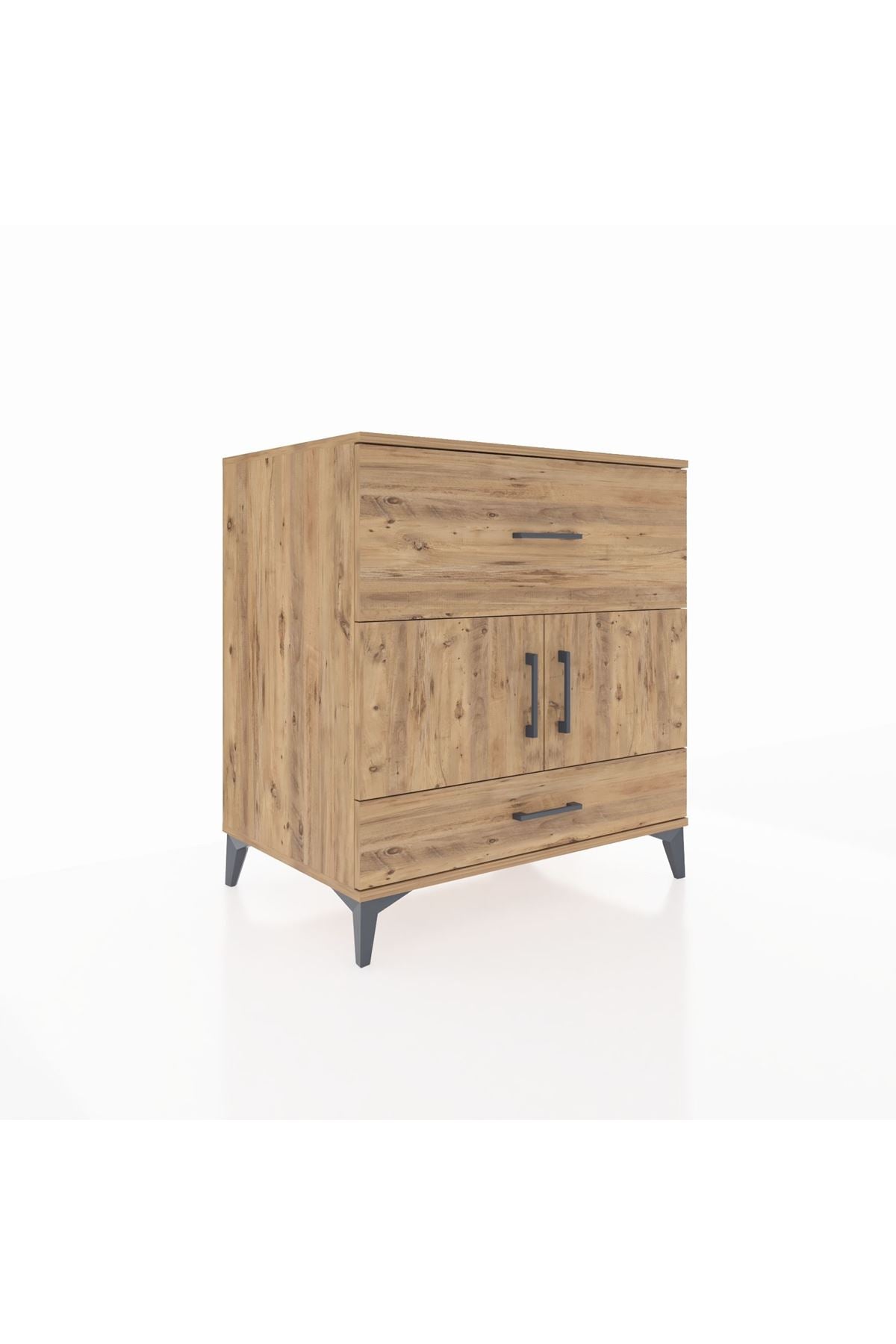 Kronos Şifonyer Tek Raflı 2 Çekmeceli 2 Kapaklı 88x59x96 Çam-Çam