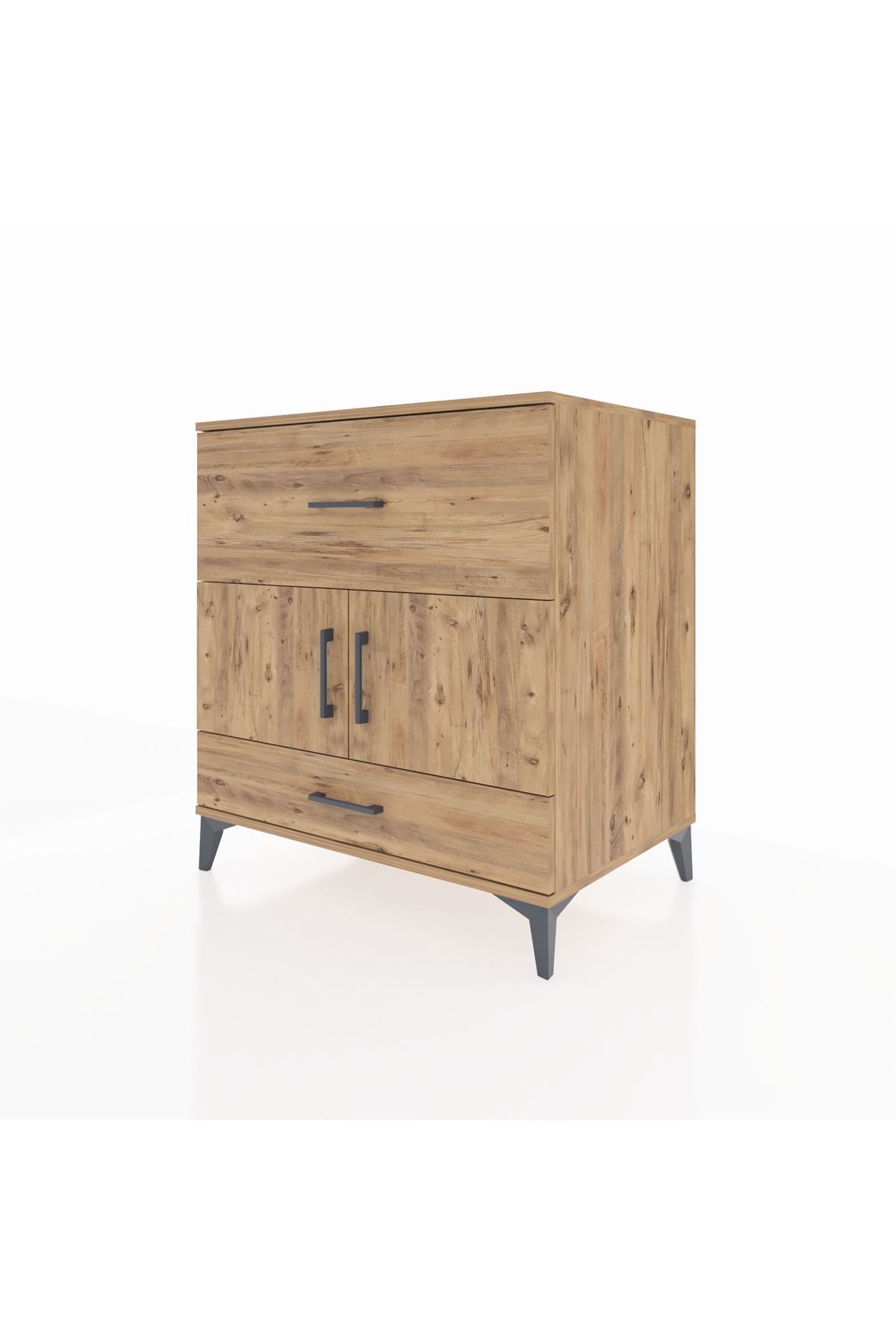 Kronos Şifonyer Tek Raflı 2 Çekmeceli 2 Kapaklı 88x59x96 Çam-Çam