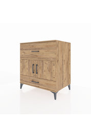 Kronos Şifonyer Tek Raflı 2 Çekmeceli 2 Kapaklı 88x59x96 Çam-Çam