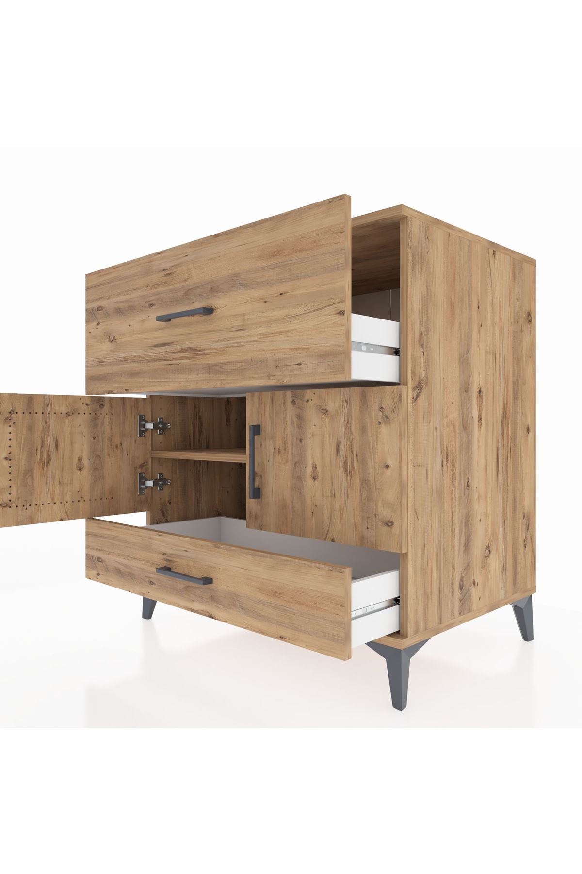 Kronos Şifonyer Tek Raflı 2 Çekmeceli 2 Kapaklı 88x59x96 - S70M049V9C