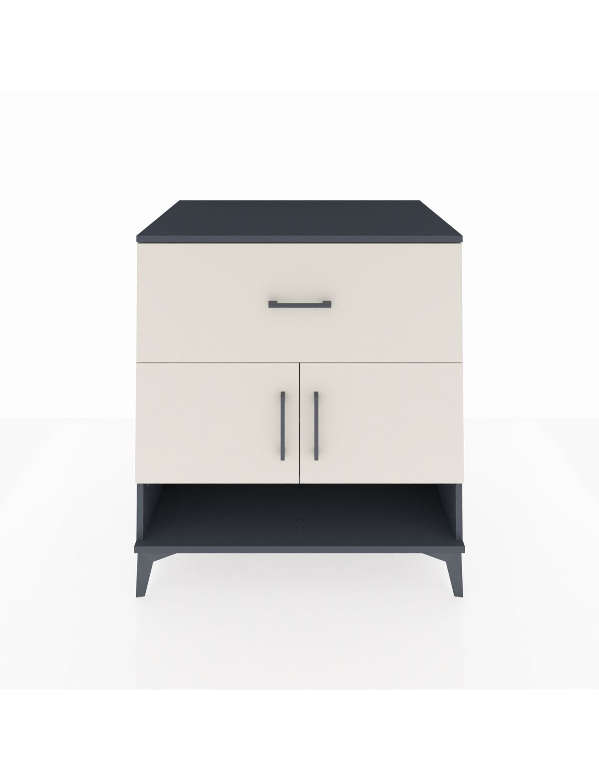 Kronos Şifonyer 2 Raflı Tek Çekmeceli 2 Kapaklı 88x59x96 Antrasit-Aytaşı