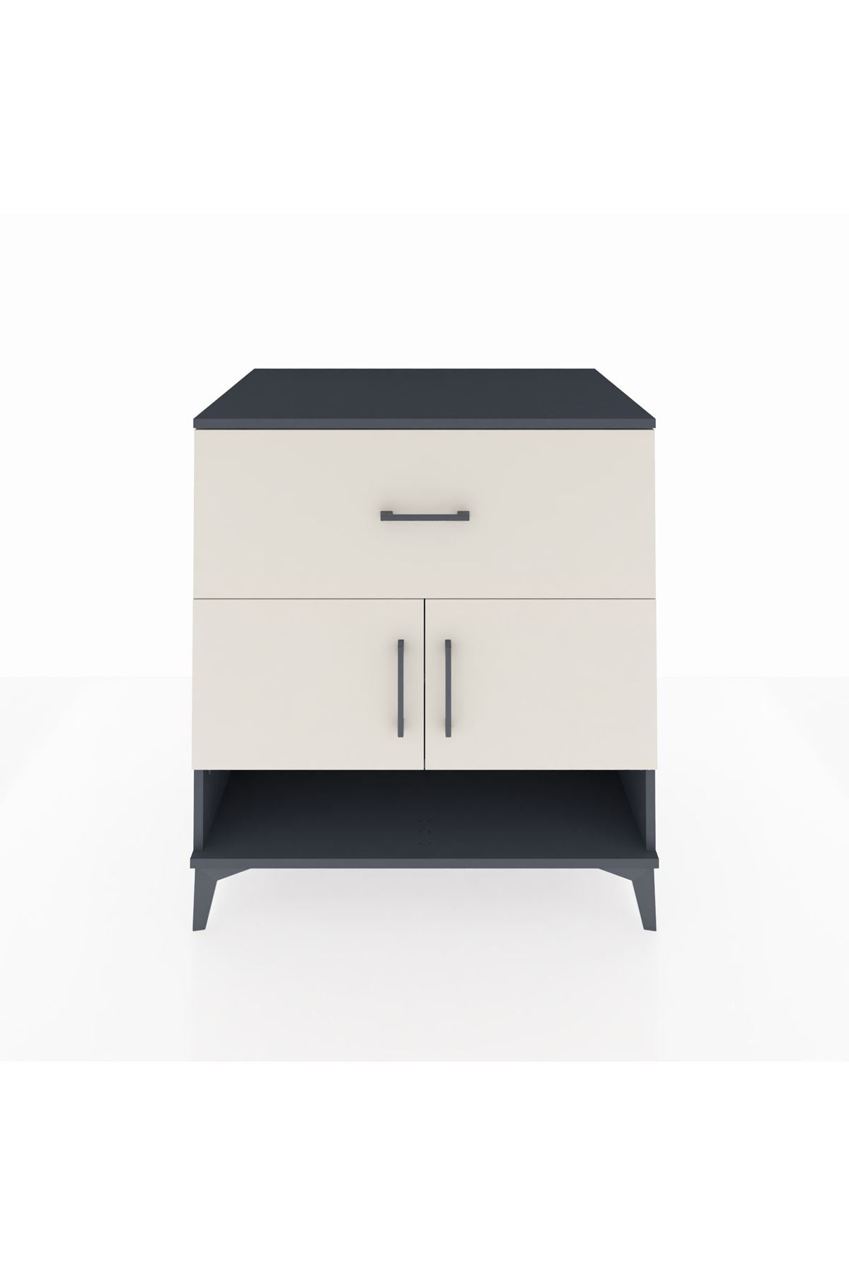 Kronos Şifonyer 2 Raflı Tek Çekmeceli 2 Kapaklı 88x59x96 Antrasit-Aytaşı