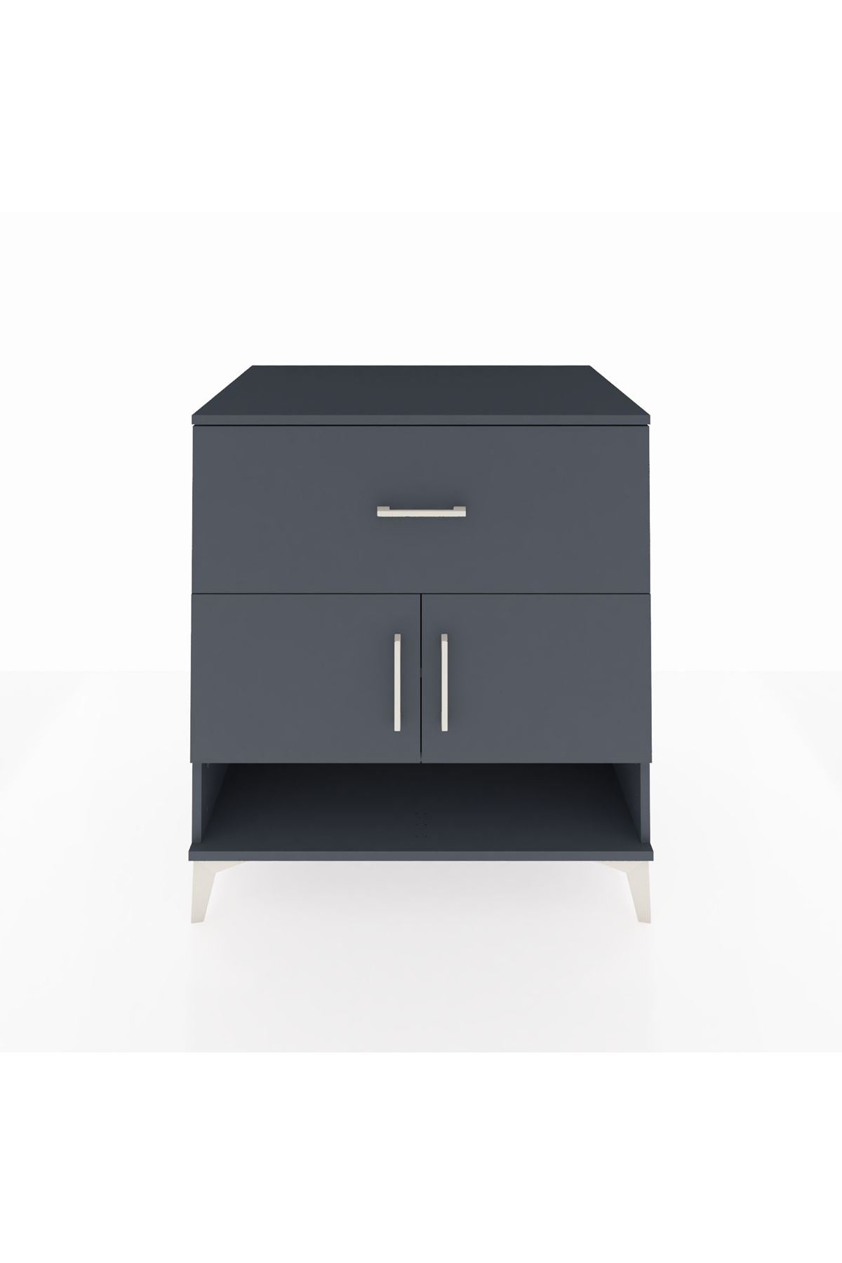 Kronos Şifonyer 2 Raflı Tek Çekmeceli 2 Kapaklı 88x59x96 Antrasit-Antrasit