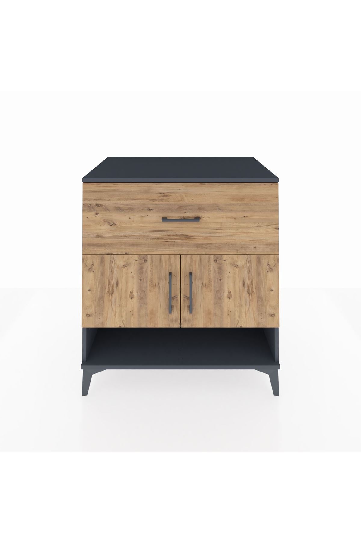 Kronos Şifonyer 2 Raflı Tek Çekmeceli 2 Kapaklı 88x59x96 Antrasit-Çam