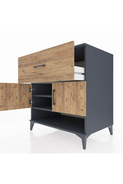 Kronos Şifonyer 2 Raflı Tek Çekmeceli 2 Kapaklı 88x59x96 Antrasit-Çam