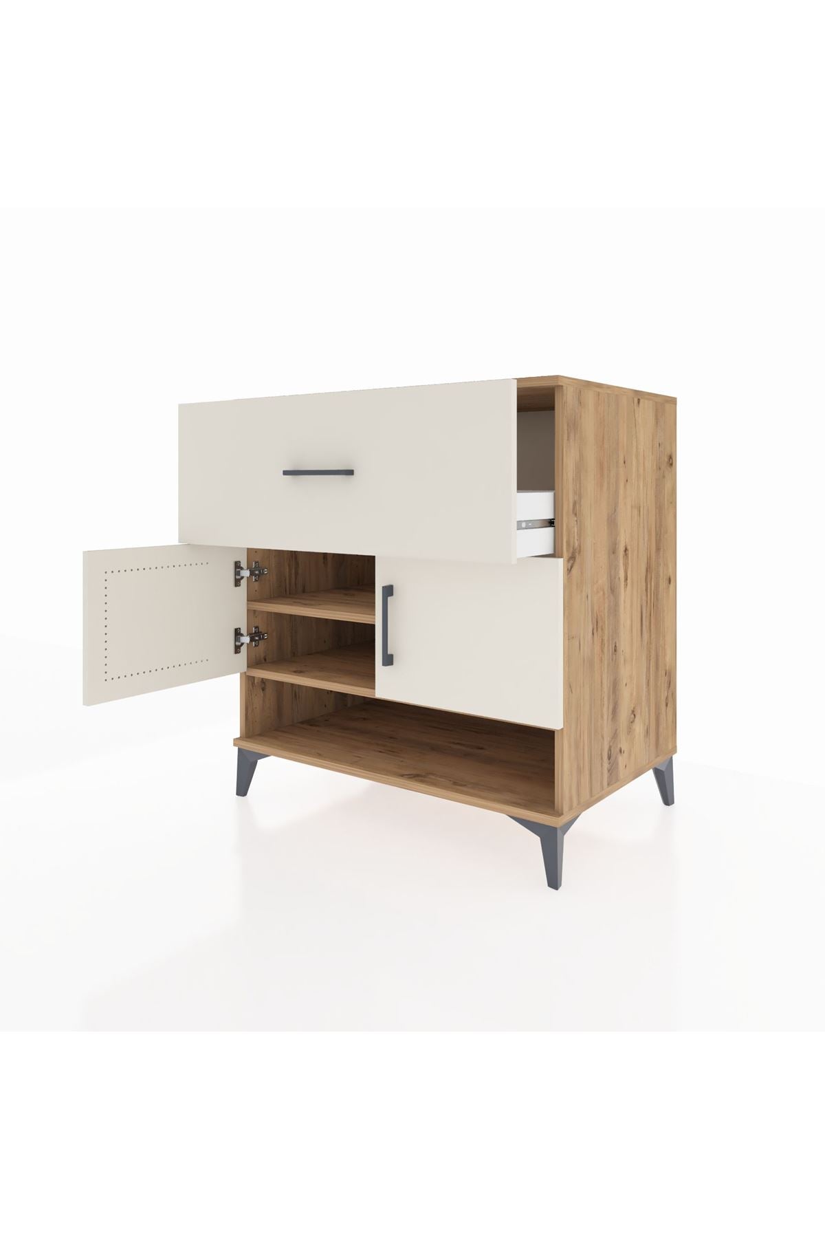 Kronos Şifonyer 2 Raflı Tek Çekmeceli 2 Kapaklı 88x59x96 Çam-Aytaşı