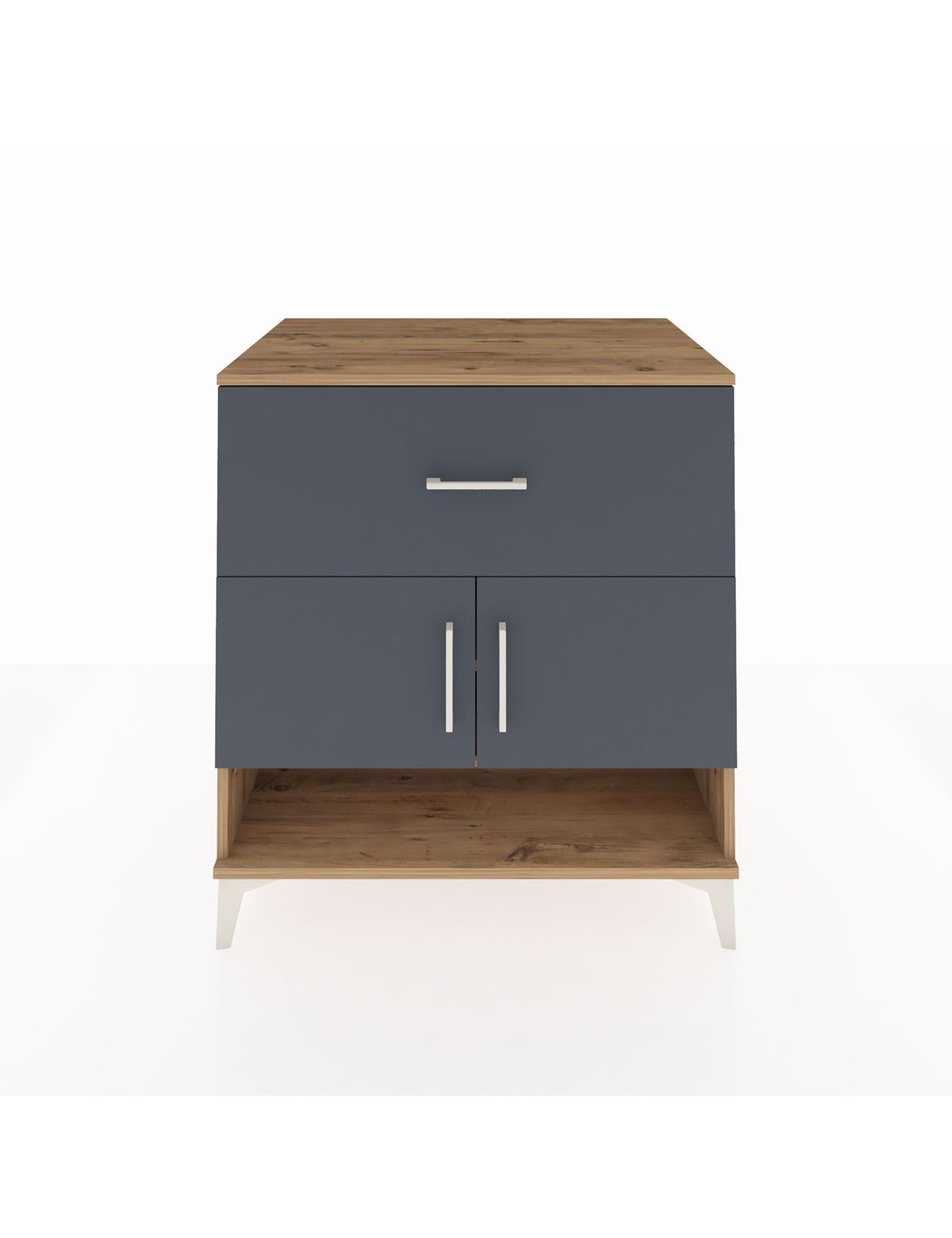 Kronos Şifonyer 2 Raflı Tek Çekmeceli 2 Kapaklı 88x59x96 Çam-Antrasit