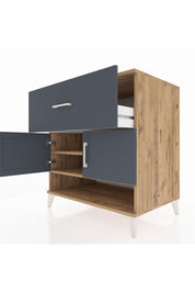 Kronos Şifonyer 2 Raflı Tek Çekmeceli 2 Kapaklı 88x59x96 Çam-Antrasit