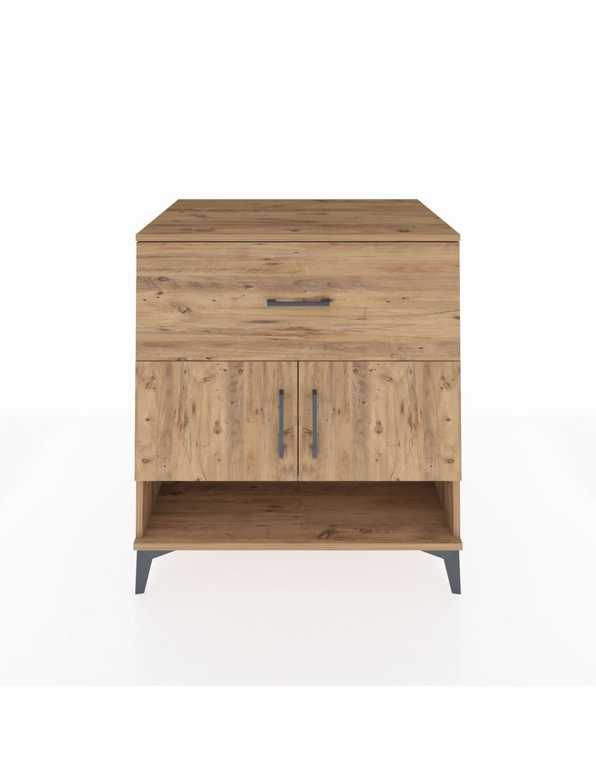 Kronos Şifonyer 2 Raflı Tek Çekmeceli 2 Kapaklı 88x59x96 Çam-Çam