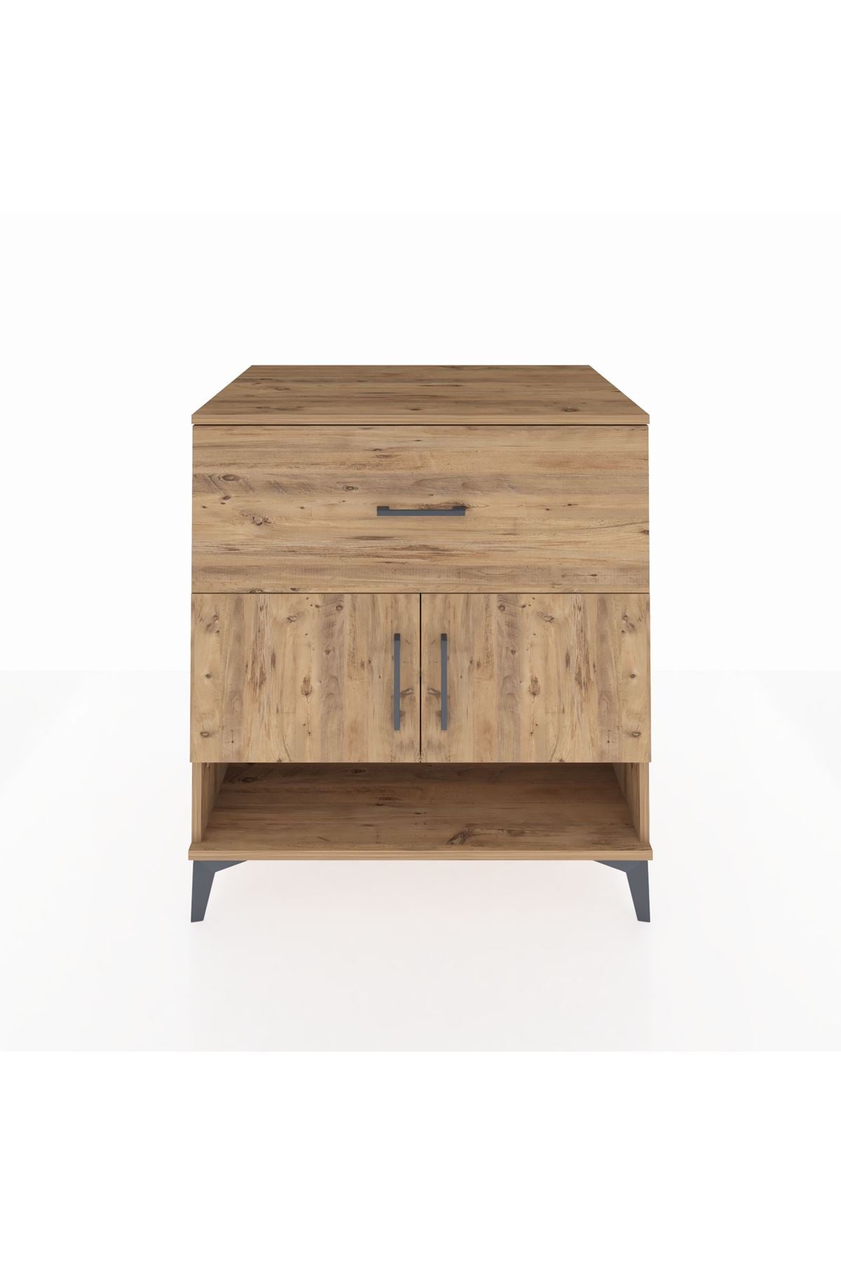 Kronos Şifonyer 2 Raflı Tek Çekmeceli 2 Kapaklı 88x59x96 Çam-Çam