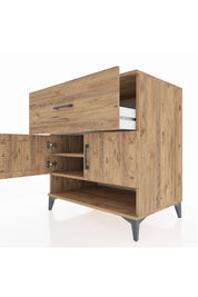 Kronos Şifonyer 2 Raflı Tek Çekmeceli 2 Kapaklı 88x59x96 Çam-Çam