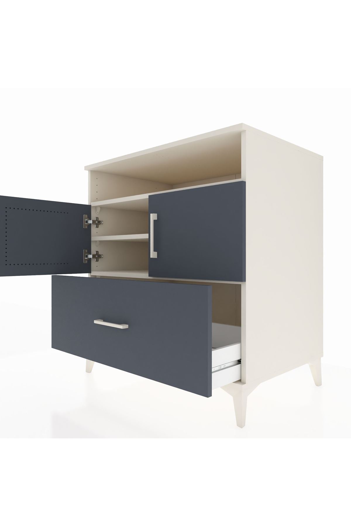 Kronos Şifonyer 3 Raflı Tek Çekmeceli 2 Kapaklı 88x59x96 Aytaşı-Antrasit