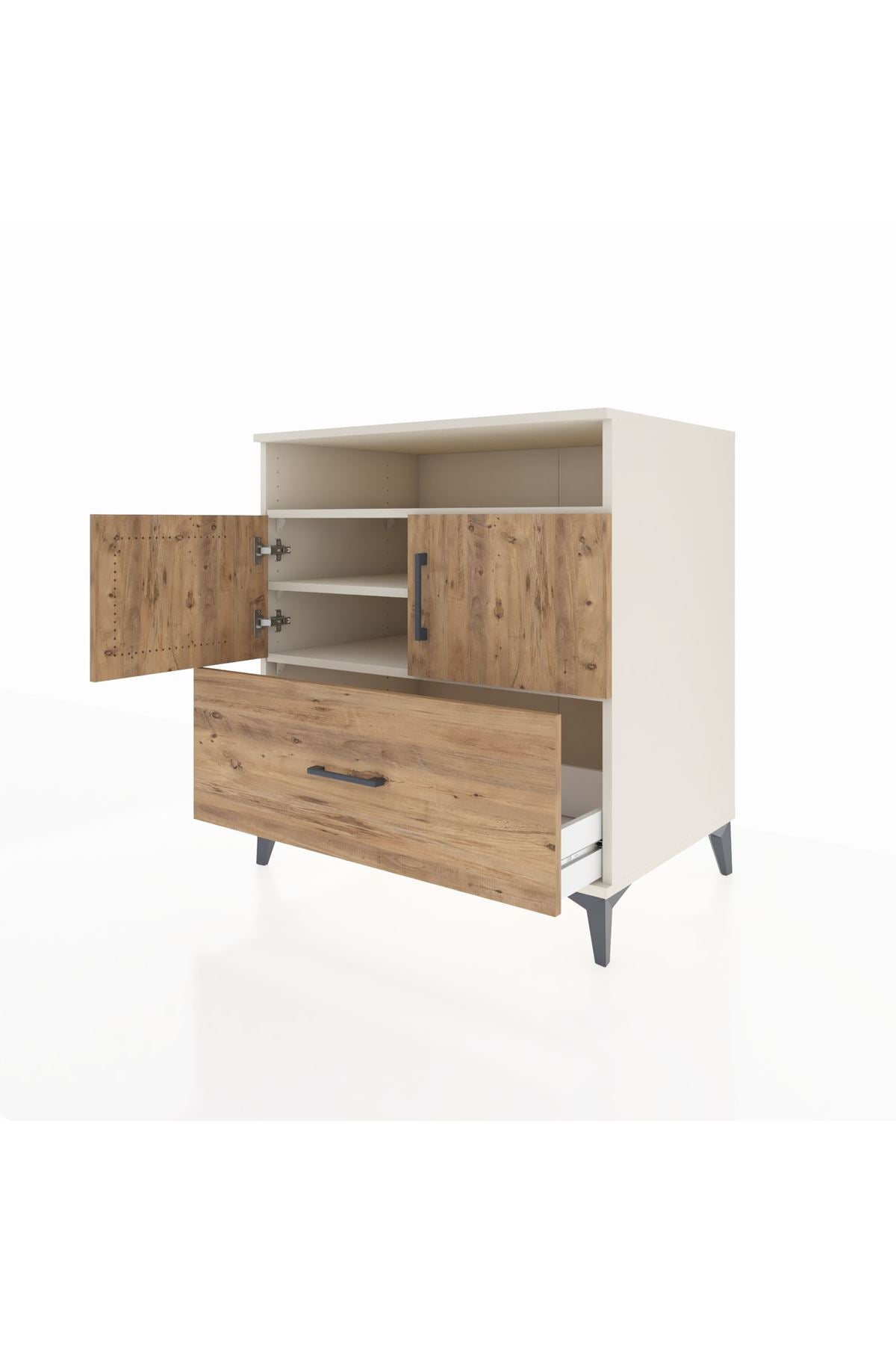 Kronos Şifonyer 3 Raflı Tek Çekmeceli 2 Kapaklı 88x59x96 Aytaşı-Çam