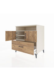 Kronos Şifonyer 3 Raflı Tek Çekmeceli 2 Kapaklı 88x59x96 Aytaşı-Çam