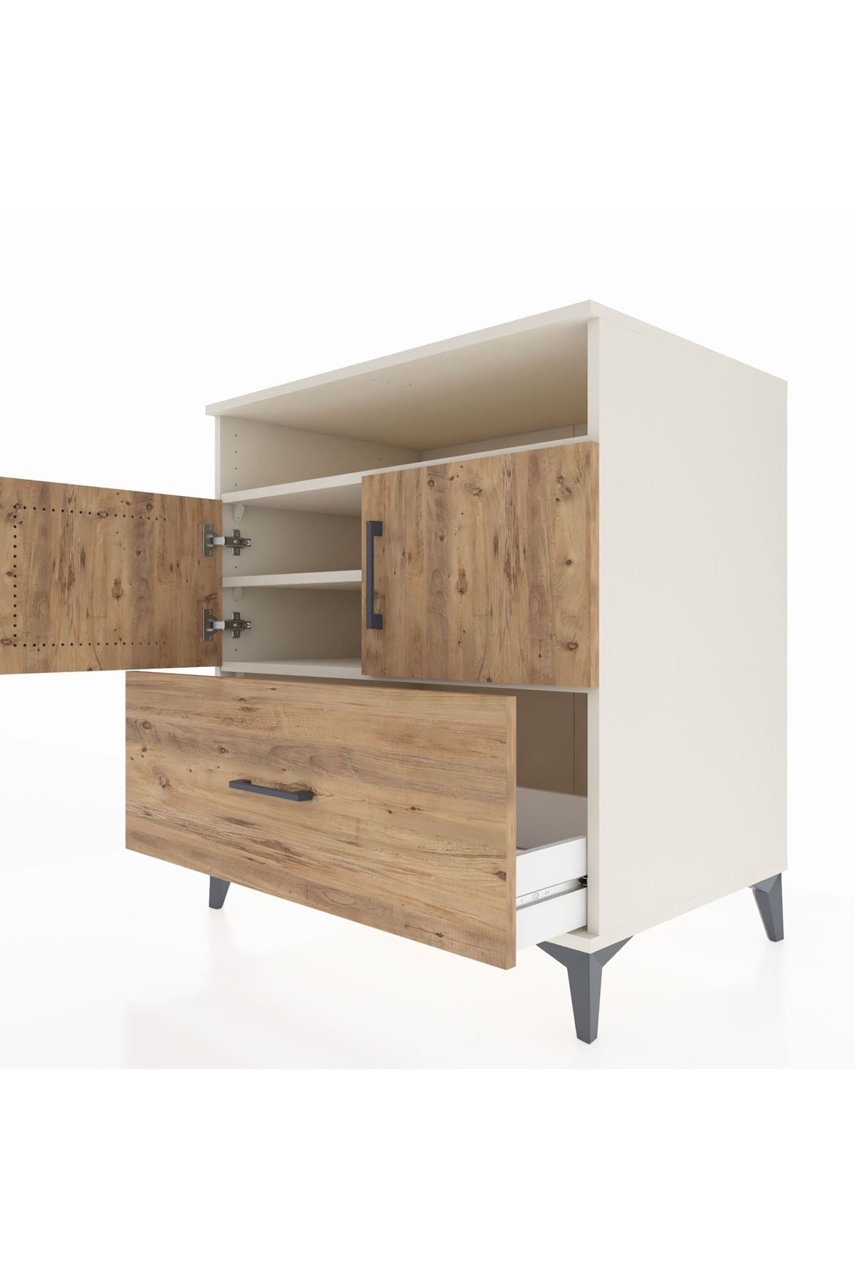 Kronos Şifonyer 3 Raflı Tek Çekmeceli 2 Kapaklı 88x59x96 Aytaşı-Çam