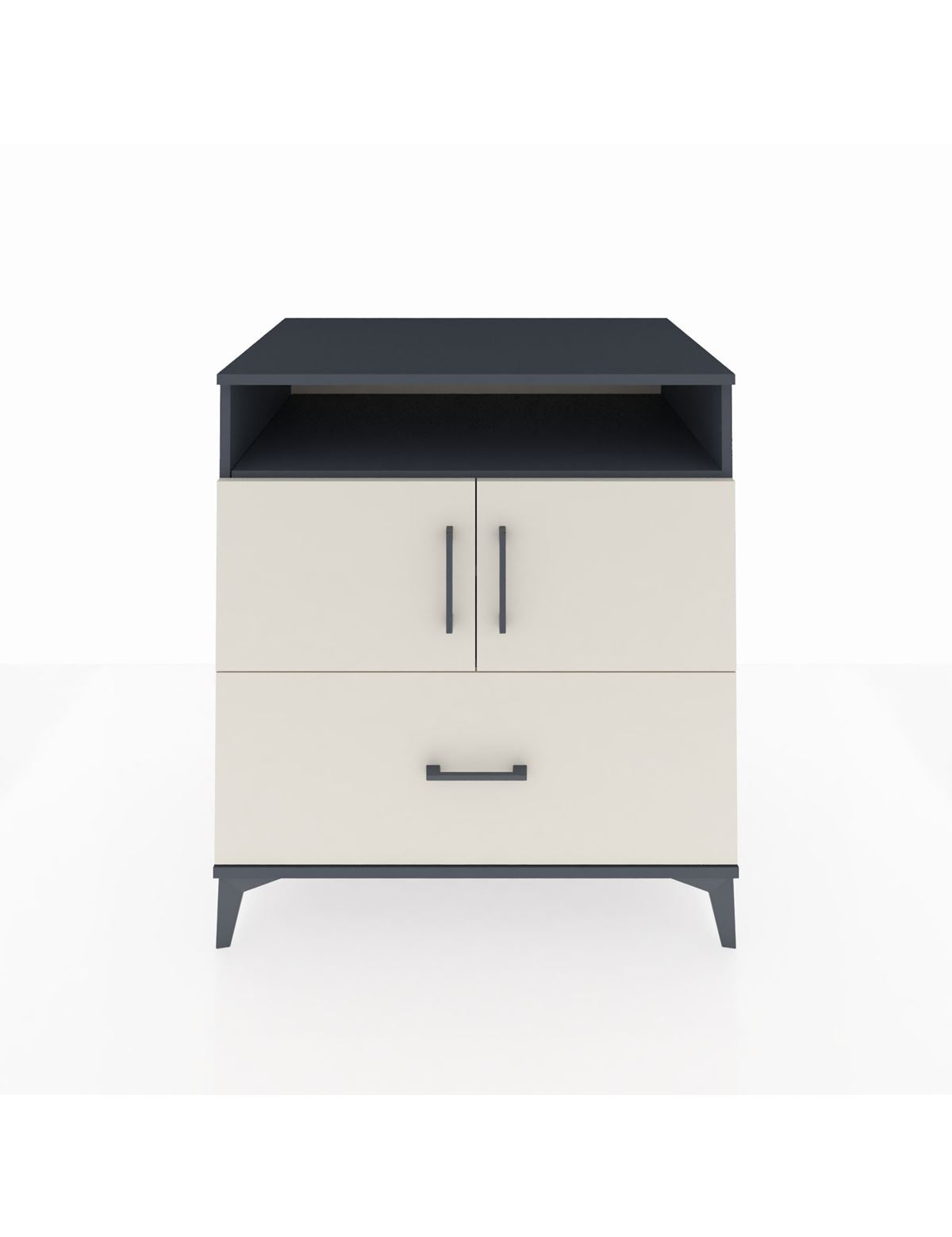 Kronos Şifonyer 3 Raflı Tek Çekmeceli 2 Kapaklı 88x59x96 Antrasit-Aytaşı