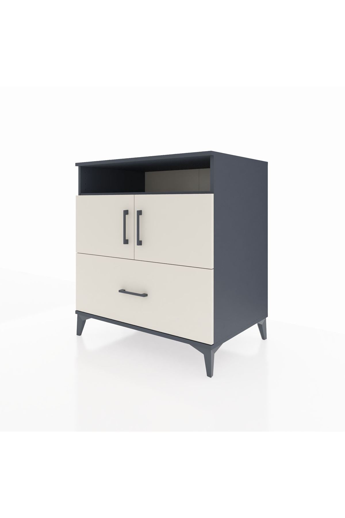 Kronos Şifonyer 3 Raflı Tek Çekmeceli 2 Kapaklı 88x59x96 Antrasit-Aytaşı