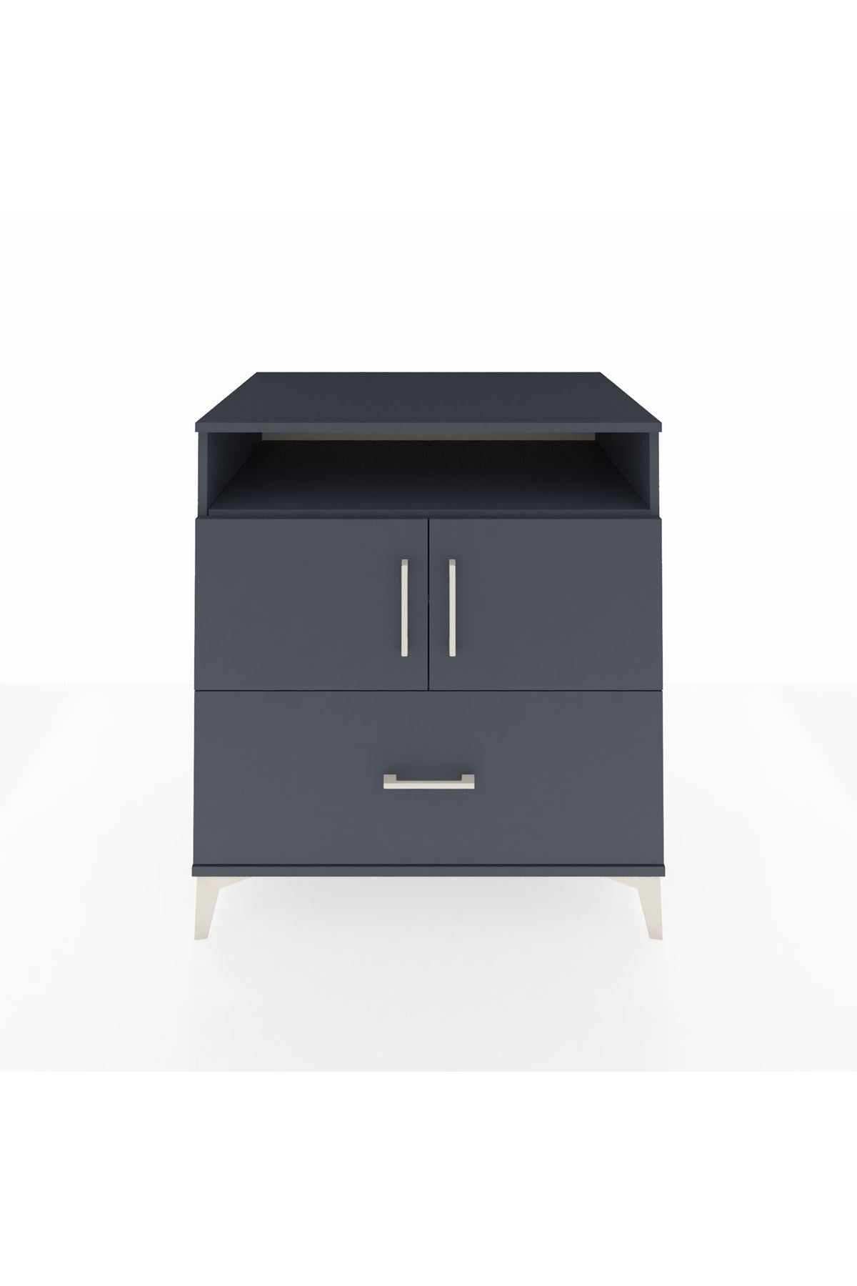 Kronos Şifonyer 3 Raflı Tek Çekmeceli 2 Kapaklı 88x59x96 Antrasit-Antrasit