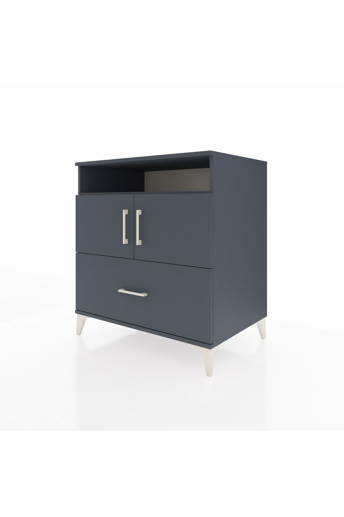 Kronos Şifonyer 3 Raflı Tek Çekmeceli 2 Kapaklı 88x59x96 Antrasit-Antrasit