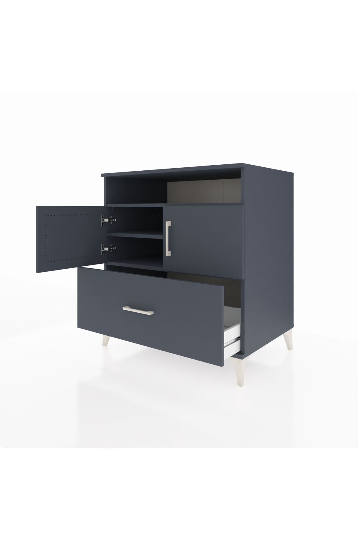 Kronos Şifonyer 3 Raflı Tek Çekmeceli 2 Kapaklı 88x59x96 Antrasit-Antrasit