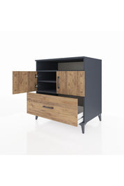 Kronos Şifonyer 3 Raflı Tek Çekmeceli 2 Kapaklı 88x59x96 Antrasit-Çam