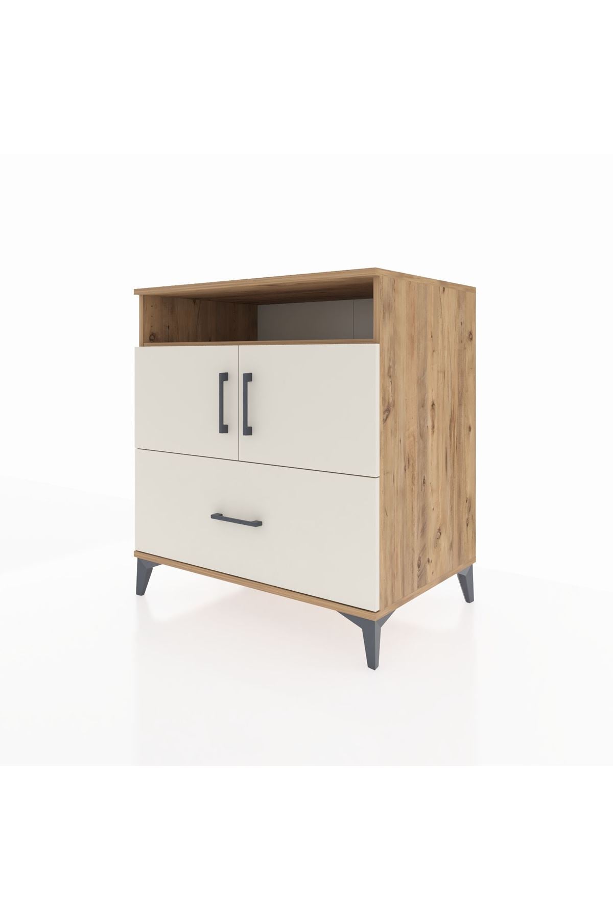 Kronos Şifonyer 3 Raflı Tek Çekmeceli 2 Kapaklı 88x59x96 Çam-Aytaşı