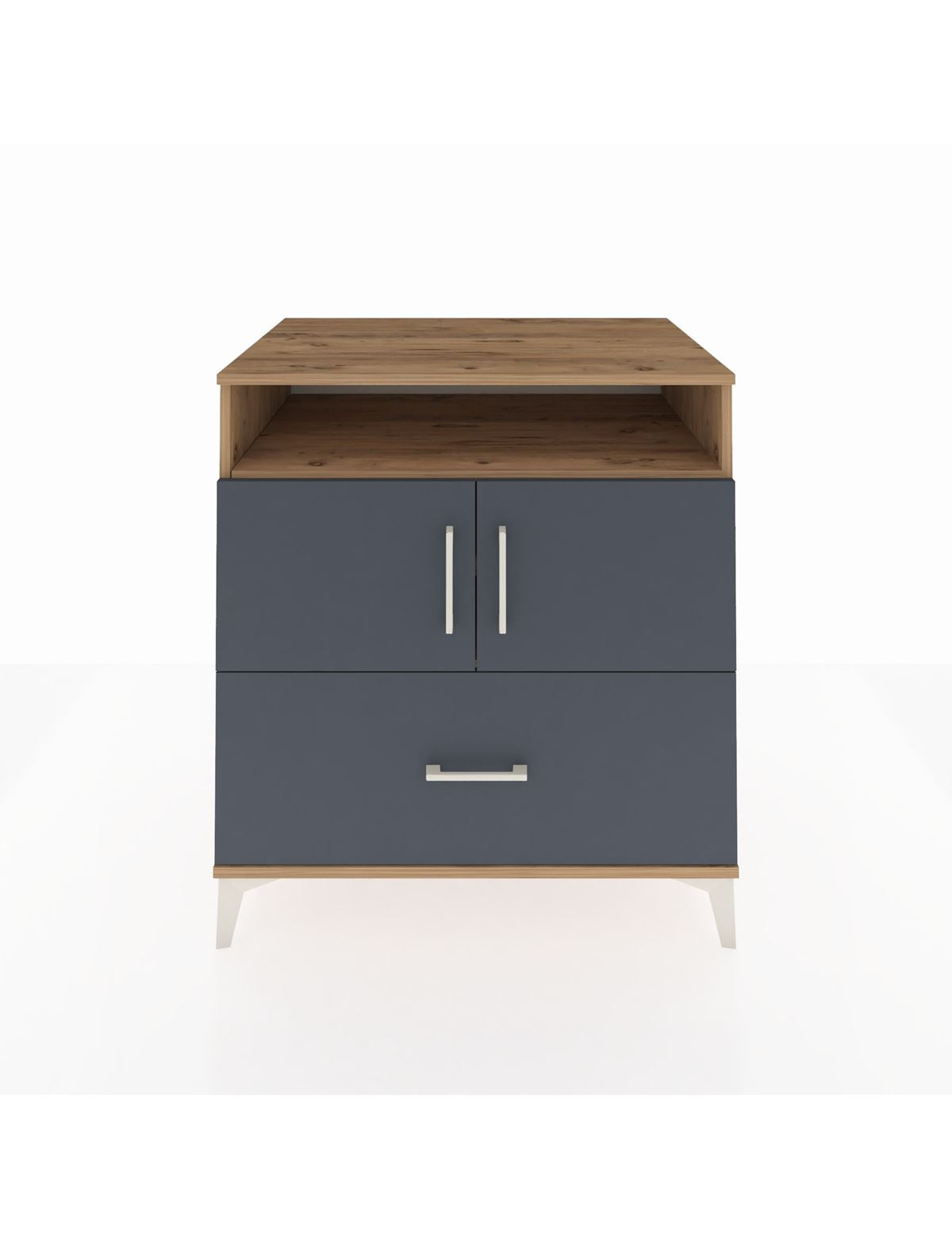 Kronos Şifonyer 3 Raflı Tek Çekmeceli 2 Kapaklı 88x59x96 Çam-Antrasit