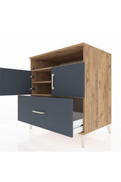 Kronos Şifonyer 3 Raflı Tek Çekmeceli 2 Kapaklı 88x59x96 Çam-Antrasit