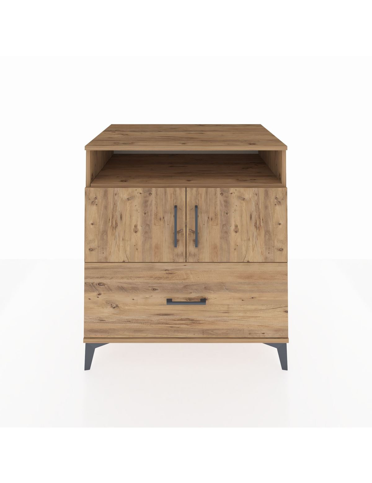 Kronos Şifonyer 3 Raflı Tek Çekmeceli 2 Kapaklı 88x59x96 Çam-Çam