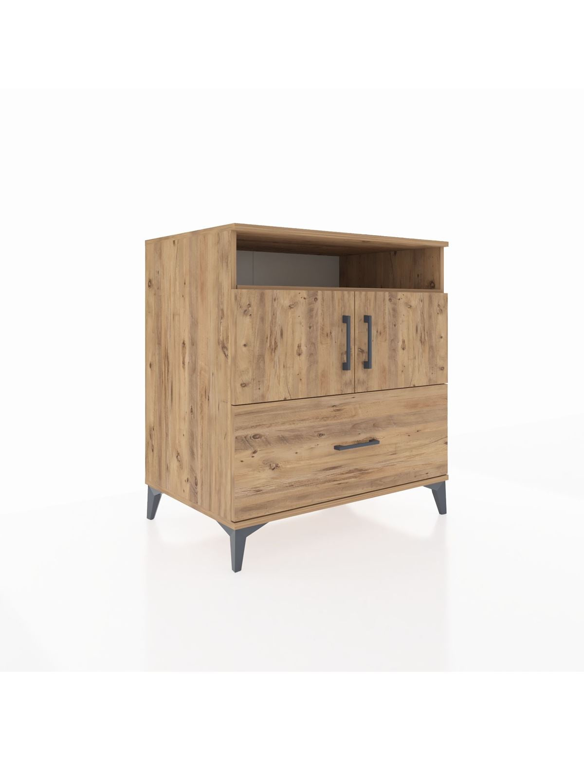 Kronos Şifonyer 3 Raflı Tek Çekmeceli 2 Kapaklı 88x59x96 Çam-Çam